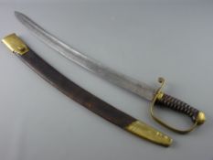 A LATE 19th CENTURY LANCASHIRE POLICE SHORT CURVED SWORD having a twist leather handle and brass and