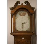 A 19th CENTURY OAK & MAHOGANY CASED LONGCASE CLOCK by Mosley, Penistone, the single glazed door hood