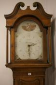 A 19th CENTURY OAK & MAHOGANY CASED LONGCASE CLOCK by Mosley, Penistone, the single glazed door hood