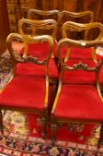 SIX LATE VICTORIAN MAHOGANY DINING CHAIRS, four matching plus two near with drop-on upholstered