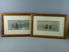 EARLY 19th CENTURY watercolours, a pair - seascapes with numerous boats and figures, each