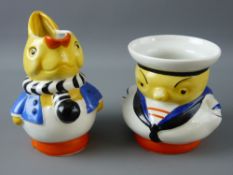 A MABEL LUCIE ATTWELL FOR SHELLEY NURSERY WARE PART TEASET comprising colourful rabbit milk jug