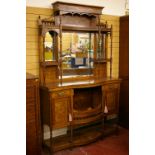 A LATE VICTORIAN/EARLY EDWARDIAN ELABORATE ROSEWOOD & INLAID MIRROR BACKED SIDEBOARD, the top