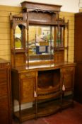 A LATE VICTORIAN/EARLY EDWARDIAN ELABORATE ROSEWOOD & INLAID MIRROR BACKED SIDEBOARD, the top