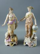 A PAIR OF LATE 19th/EARLY 20th CENTURY CONTINENTAL PORCELAIN FIGURINES, two female figures of the