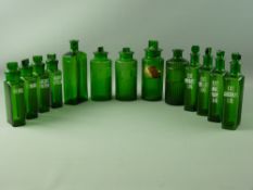 A PARCEL OF CHEMIST'S GREEN GLASS BOTTLES, unlabelled