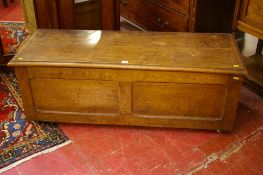A VICTORIAN POLLARD ELM BLANKET CHEST, the twin plank top with interior label reading 'This box made