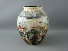 A MOORCROFT 'COMING TO AMERICA' VASE, designed by Paul Hilditch, decorated on an ivory ground with