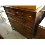 An antique chest of three long & two short drawers of compact size