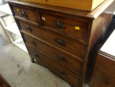 An antique chest of three long & two short drawers of compact size