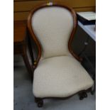An antique mahogany spoon back chair recently upholstered (to match 108)