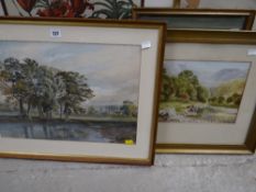 Four traditional framed watercolours of landscapes