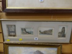 A framed series of four topographical etchings