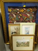 A parcel of framed embroidery & pictures