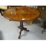 An antique inlaid & marquetry oval occasional table