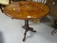 An antique inlaid & marquetry oval occasional table