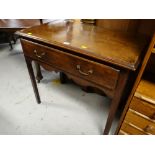 A nineteenth century oak lowboy with single drawer & shaped frieze