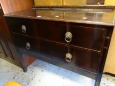 A vintage two-drawer railback wash stand