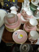 Vintage Royal Albert pink & gilt edged decorated teaset