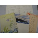 A parcel of 1954 Cunard Ocean Liner dinner / breakfast menus