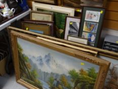 Large quantity of mixed framed pictures