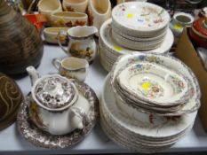 Various patterned dinnerware including some Palissy Game series teaware