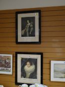 A pair of framed signed mezzotints by ARTHUR HOGG, one entitled 'Portrait of a Dutch Lady'