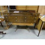 A retro dressing table & a pine topped table with metal legs etc