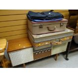 An Ultra cabinet gramophone & sundry items of luggage