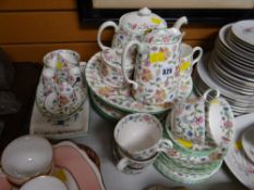 A parcel of Minton Haddon Hall teaware including teapot, water jug, cake stand etc