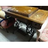 A vintage Singer treadle sewing machine