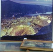 ELECTRIC MOUNTAIN, LLANBERIS - an historical night-time colour photograph of the construction of the