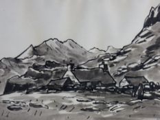 SIR KYFFIN WILLIAMS RA colour wash - Snowdonia hillside holding, signed with initials and with