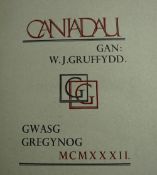 W J GRUFFYDD - 'Caniadau', Gregynog Press 1932, limited edition (352/400)