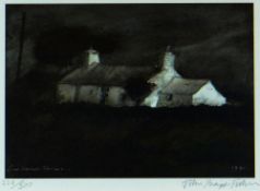 JOHN KNAPP FISHER limited edition (336/500) coloured print - cottage at night, signed fully in