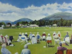 M F SPEIGHT coloured limited edition (73/500) print - a peaceful cricket scene with match in