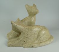 GWENDOLINE DAVIES stone carving - two cats, 23cms high