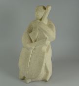 GWENDOLINE DAVIES stone carving - cello player, 31cms high