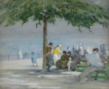 ROBERT JONES (of Llandudno) oil on canvas - Llandudno promenade scene with numerous figures