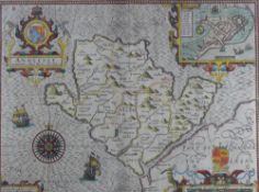 JOHN SPEED pair of coloured & tinted maps - Anglesey & Caernarfonshire, Sudbury & Humble editions,