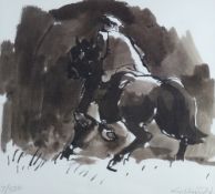 SIR KYFFIN WILLIAMS RA colourwash limited edition (7/500) print - Patagonian rider on a horse,