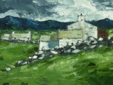 WYN HUGHES oil on board - Anglesey farmstead, signed and entitled verso 'Bwlch', 21 x 29 cms