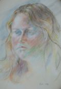 SIR KYFFIN WILLIAMS RA pastel - portrait of a young girl (the late young daughter of the vendor),