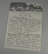 SIR KYFFIN WILLIAMS RA letter on the artist's Pwll Fanogl headed paper - two page friendly