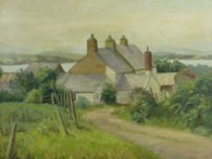 M DALY oil on board - farm near the Menai Straits at Brynsiencyn, Anglesey, signed, entitled and