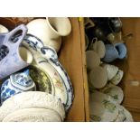 Two boxes of mixed pottery and china