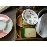 Box of mixed pottery and china including a good Portmeirion 'Botanic Garden' bowl