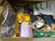 Two boxes of mixed household items, games, garage accessories etc
