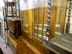 Mid 20th Century teak bureau and a two door china cabinet