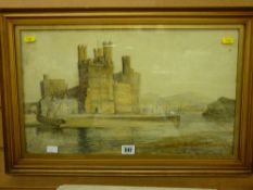 S MAURICE JONES ARCA watercolour - Caernarfon Castle